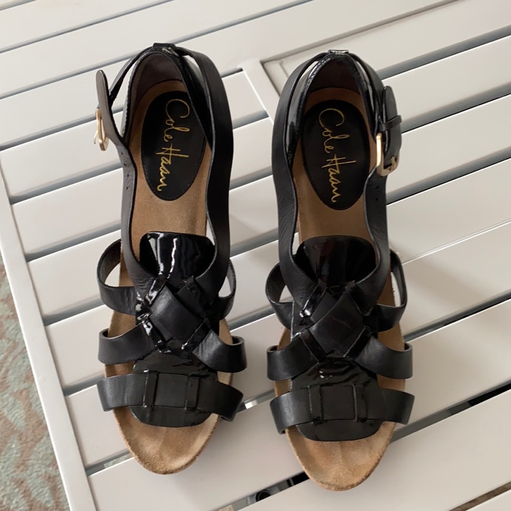 Cole Hahn heels. Black leather and pattern worn a few times